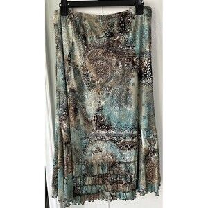 Emma James womens WESTERN‎ PATTERN pleated skirt - size M